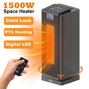 1500W Electric Space Heater Thermostat Ceramic Heater Indoor with Remote 99°F - Picture 1 of 15