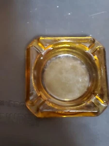  Led Crystal Ashtray square amber Glass Cigarette 3 inch smoking novelty VTG  - Picture 1 of 8