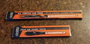 Vintage Mid Century Modern MCM Wood Party Knive/Fork Stainless Steel Japan w Box - Picture 1 of 23