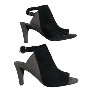 Franco Sarto Women Shoes 7M Black Leather Open Toe Slingback Strap 3.5”High Heel - Picture 1 of 10