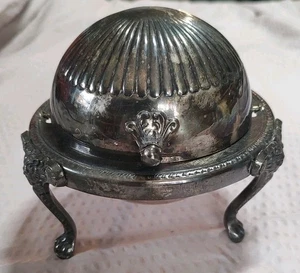 1883 FB Rogers Silver Co Teller Silberkuppel Kaviar Butterdose mit Beschädigung Aschenbecher - Bild 1 von 5