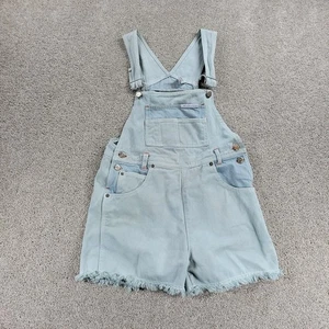No Excuses Latzhose Shorts Damen S blau helle Waschung Denim Gürtelschlaufen Cut Offs - Bild 1 von 13