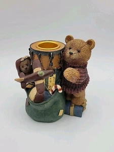Vintage Figi Graphics Teddy con sacco e aereo portacandele conico circa 3 3/4"H  - Foto 1 di 14