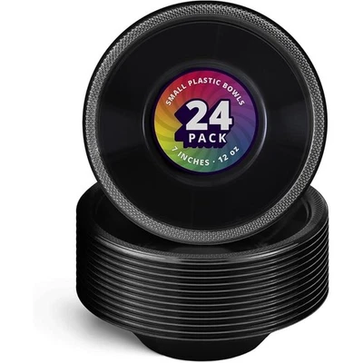 Juego de cuencos de plástico desechables fiestas cereales sopa bocadillos camping barbacoa paquete de 24 nuevos Foto 1 de 4