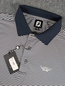 Camisa Polo The Olympic Club FootJoy Para Hombre Grande Azul Marino Blanco Rayas Golf Nueva con Etiquetas - Imagen 1 de 10