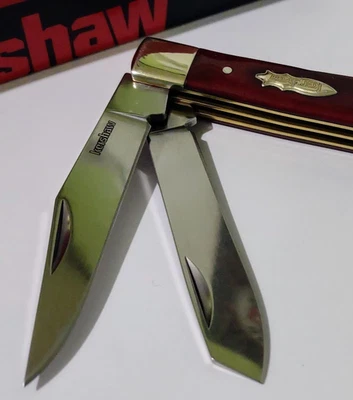 NAVAJA DE BOLSILLO DE CAZA KERSHAW TRAPPER CON ESCAMAS ÓSEAS GENUINAS ¡ESCUDO DE FLECHA! Foto 1 de 4