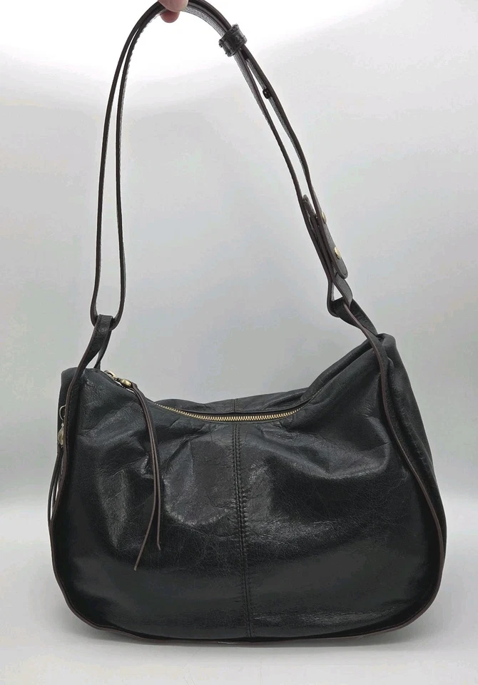 HOBO Arlet Purse Shoulder Bag Black Leather Zip Close Adj. Strap VTG 90s   - Image 1 of 4
