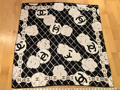 Chanel Monogram Logo Scarf Wrap 100% Silk 34x34 Inch in new condition - Image 1 of 4