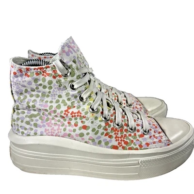 匡威女式 6.5 码厚底鞋运动鞋波尔卡圆点五颜六色帆布高 — 第 1/4 张图片