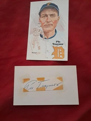 PIE TRAYNOR Signed Autographed Cut on 3x5 index Card W/ PEREZ STEELE - Image 1 of 2