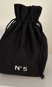 Vtg. CHANEL No. 5 Black Vegan Suede Felted Drawstring Bag - Picture 1 of 5