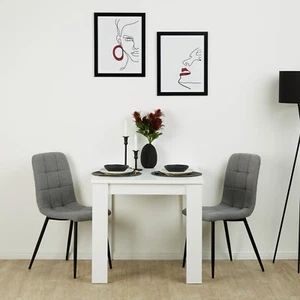 Esstisch mit 2 Stühlen Grau Essgruppe 3tlg Wohnzimmertisch Weiß Holz Homestyle4u - Bild 1 von 12