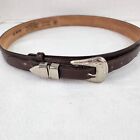 SILVER CREEK Leather Belt Woman Small 26" Brown Genuine Silver Buckle 32 99709