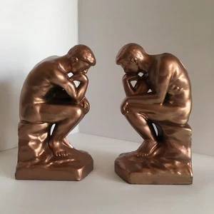 Rodin's Thinker Metal Bookends Painted Rose Gold - Picture 1 of 7