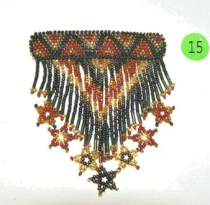 3.5" Handmade Beaded Barrette w 3" trailing Star Fringe  French Clip Closure #15 - Picture 1 of 3