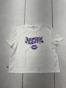 Shein White Graphic Print Short Sleeve Shirt Girls Size Small - Picture 1 of 6