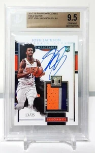Josh Jackson 2017-18 Impeccable RC Rookie RPA Silver Patch AUTO Autograph BGS9.5 - Picture 1 of 3