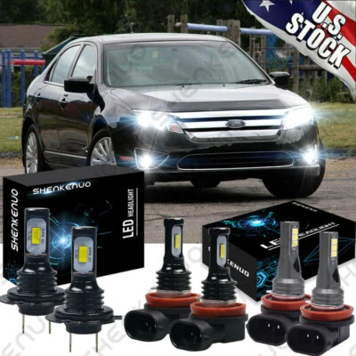 For Ford Fusion 2006-2016 - 6x 6000K White LED Headlight Fog Light Bulbs Combo - Image 1 of 4