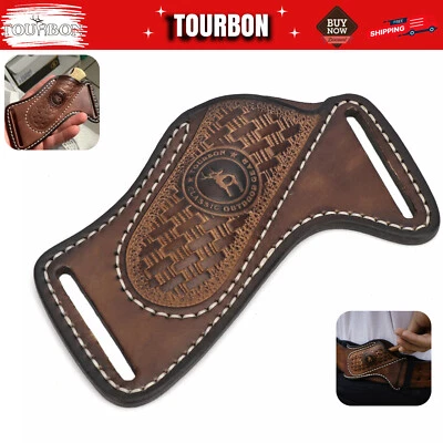 Leather Folding Blade Knife Sheath Belt Pouch EDC Knives Pocket Camping in USA - Image 1 of 4