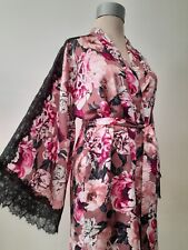 Victoria's Secret Lace Inset Robe Floral Multicolor Kimono Size XS/S
