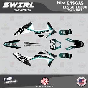 Graphics Kit for GasGas EC250 EC300 2021 2022 2023 Swirl Series - Teal - Picture 1 of 6