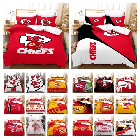 Kansas City Chiefs Comforter Cover 3PCS Bedding Set Duvet Cover Pillowcases Gift Cover