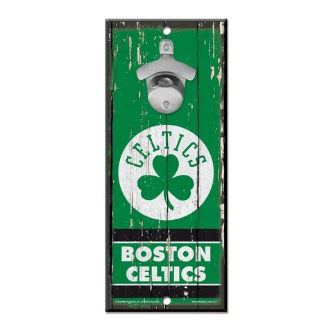 Boston Celtics 5"x11" Bottle Opener Wood Sign [NEW] NBA Wall Plaque Mount Bar Cover