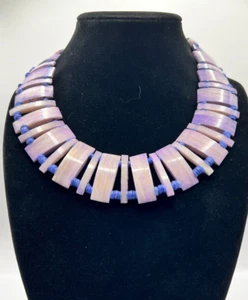 New Chicos Purple Faux Shell-Bone Bib Necklace J1019 - Picture 1 of 5