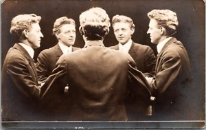 RPPC Mirror Trick Camera Shot Portrait Guy in Suit Real Photo Postcard JE10 - Picture 1 of 2