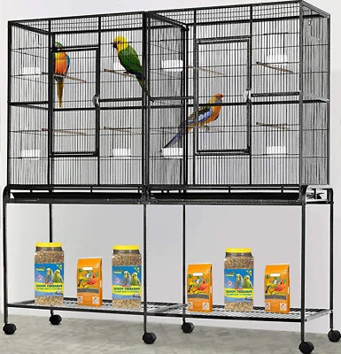MCAGE 64" XLARGE Double Flight Breeding Canaries Aviary Cockatiel Budgie LoveBird Cage