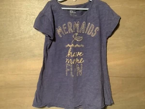 EPIC THREADS Girls "MERMAIDS HAVE MORE FUN" BLUE SHORT SLV TEE SHIRT SIZE LARGE - Picture 1 of 3
