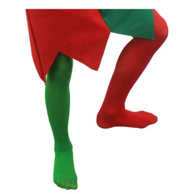 CHILD ELF TIGHTS BOYS GIRLS CHRISTMAS COSTUME ACCESSORY GREEN RED 4/14 YEARS - Image 1 of 4