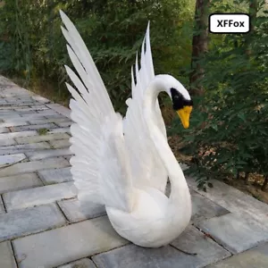 alas modelo cisne espuma y pluma vida real blanco cisne juguete regalo unos 30x48cm - Imagen 1 de 4