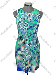 SHOSHANNA Silk Louise Sleeveless Shift Dress Seafoam Watercolor Pockets Sz 4 - Picture 1 of 12