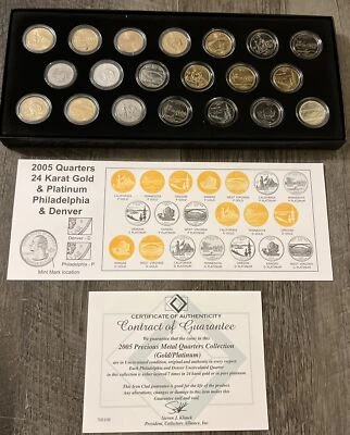 2005 Precious Metal Quarter Program 24K Gold & Platinum Enhanced Quarters A20.71 - Image 1 of 4