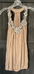 Cantata Women's Size Large Brown Flowers T-Back Boho NWT - Picture 1 of 5