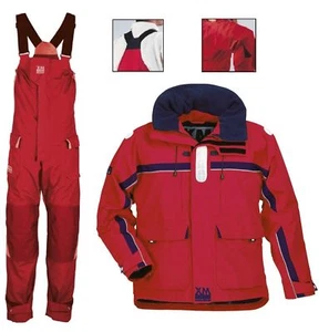 GIACCA + SALOPETTE XM OFFSHORE COL. ROSSO CERATA BARCA VELA PESCA - Foto 1 di 4