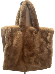 Stand Studio Oversized Tan Faux Fur Tote Handbag / Shoulder Bag Large Size - Picture 1 of 16