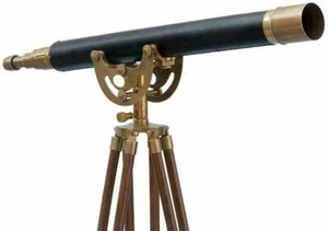 Handmade Telescope Metal Antique Telescope with Wooden Tripod Stand Décor - Picture 1 of 4
