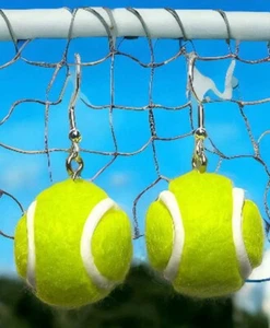 Tennis balls drop earrings Wimbledon accessories funny Gag gift - Picture 1 of 5