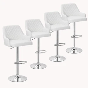 4er Set Barhocker verstellbare drehbare Theke Küche Esszimmer Leder Rückenstühle - Bild 1 von 22