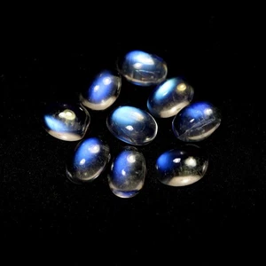 7x5 mm Oval 6,9 Ct Natürliche AAA Auffällig Blau Feuer Mondstein Cabochons 9 Stück Posten - Bild 1 von 8