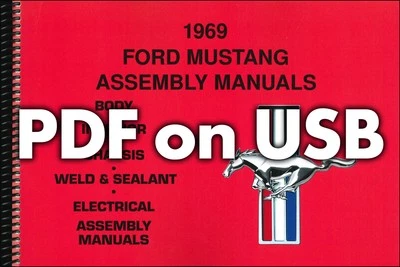 1969-1970 Ford MUSTANG Montaje Manual Juego De 8 On USB Cuerpo Chasis Eléctrico - Imagen 1 de 3