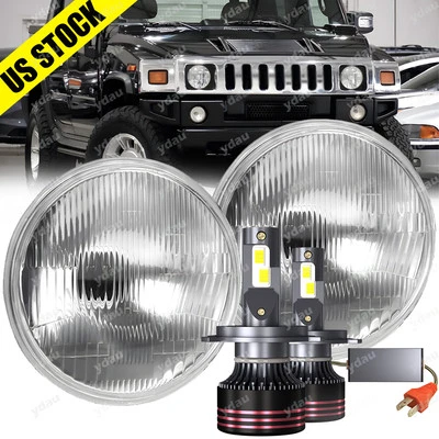 For Hummer H2 2003-2009 Pair DOT 7 inch Round LED Headlights DRL High/Low Beam H - Image 1 of 4
