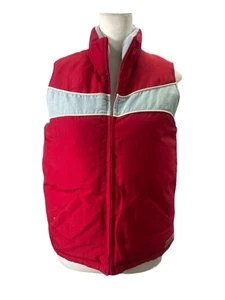 Vintage Old Navy Puffer Weste Jacken Damen rot weiß Fleece gefüttert Full Zip - Bild 1 von 19