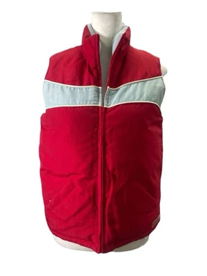 Vintage Old Navy Puffer Vest Jackets Women's Red White Fleece Lined Full Zip - Image 1 of 4
