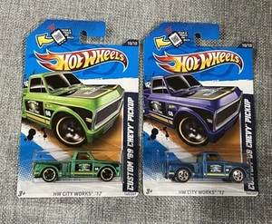 Hot Wheels HW City Works ‘12 (2) ‘69 Custom Chevy Pickup Variant Color Cars Lot - Picture 1 of 2