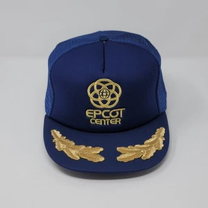 Vintage Disney Epcot Center Trucker SnapBack Hat Cap Blue/Gold New Old Stock - Picture 1 of 8