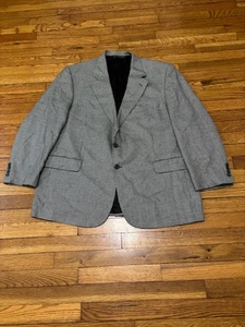 Jack Victor Mens Cashmere Blazer Jacket Sz 48R Black Wool Houndstooth Sport Coat - Picture 1 of 7
