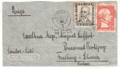 BRASIL 1941 CÓNDOR LATI cubierta de correo aéreo *ARMONÍA-FRIBURGO SUIZA* Foto 1 de 3